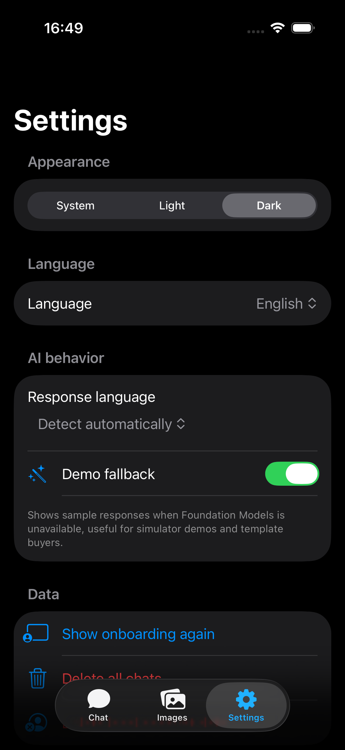 AI Chat App Template for iOS